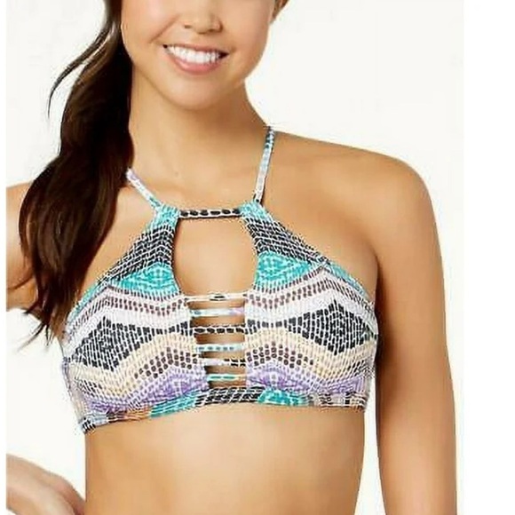 NWT Bar III High Neck Cutout Bikini Top size Large - Picture 1 of 8